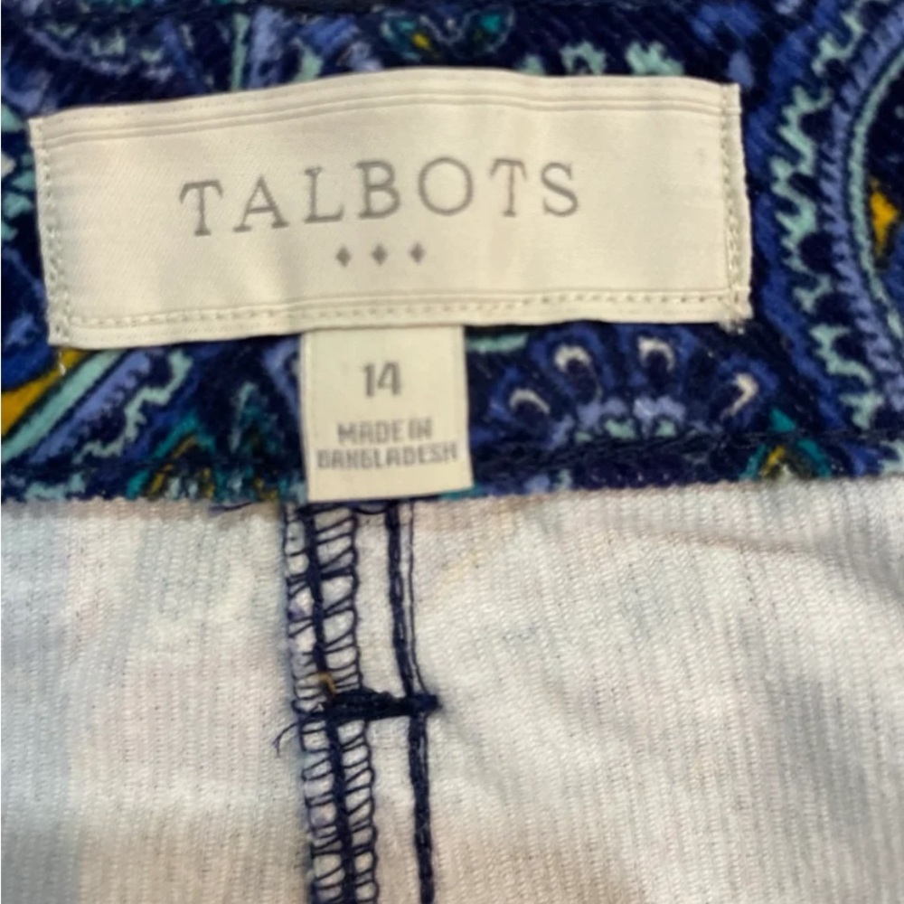Talbots Size 14 Purple & Blue Paisley Zip Front Stretch Skirt NEW $89 - Picture 4 of 10